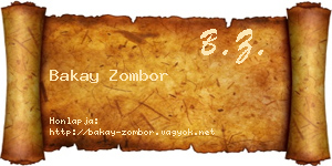 Bakay Zombor névjegykártya